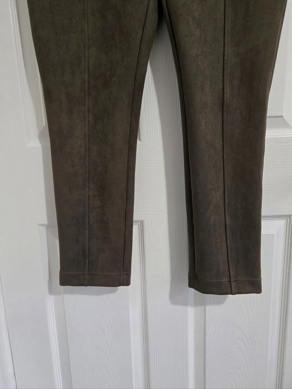 Andrew Marc Faux Suede Pants Brown Pull On XL Vegan Leather Look Boho Slacks